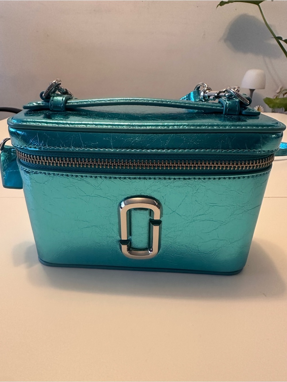 Marc Jacobs Metallic Teal Vanity Case with Top Handle - Picture 2 of 9